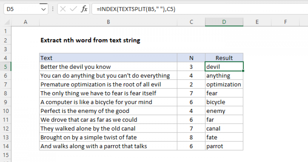 Excel String Nth Character